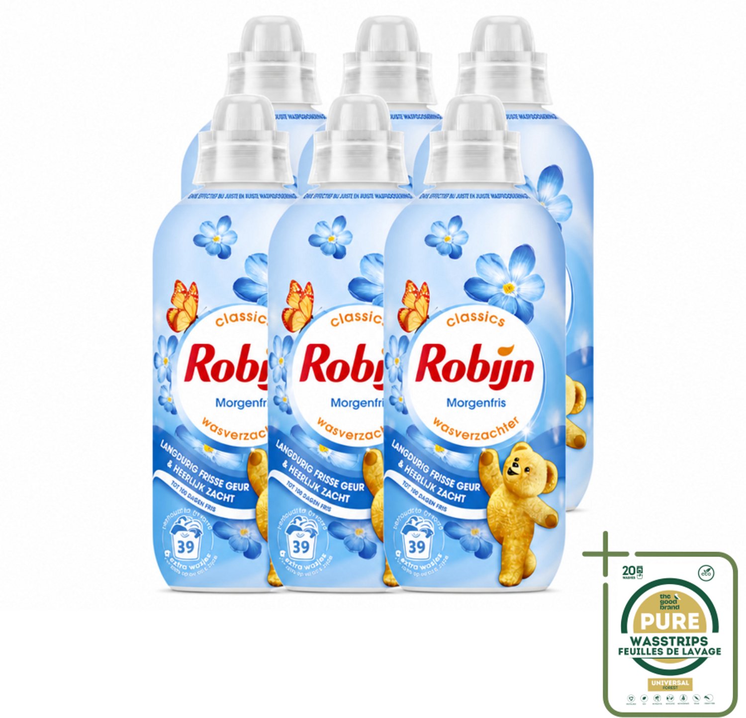 6 x Robijn – Wasverzachter – Morgenfris – 780 ml - Wasstrips - Wasverzachter - Wasverzachter Morgenfris - Wasverzachter 780 Ml - Wasverzachter Voor Katoen - Wasverzachter Voor Synthetisch