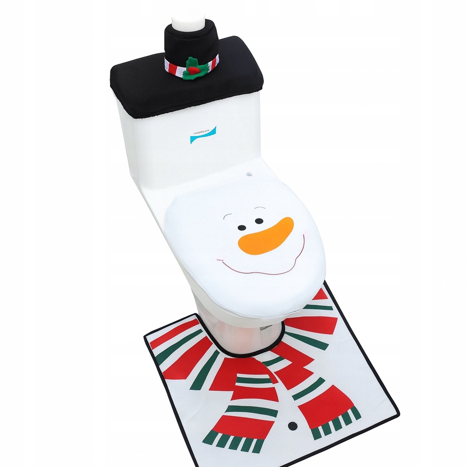 Kerstbadkamerset Sneeuwpop - Toilet & Vloerkleed