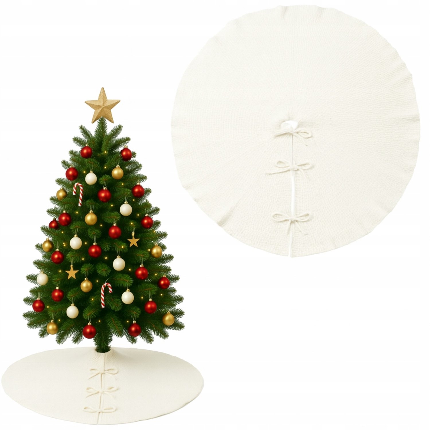 Kerstboom rok 122cm wit rond, decoratie voor cadeaus