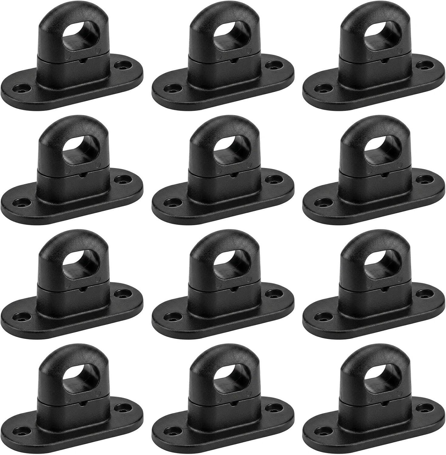 Set van 12 Schroefdoppen voor Ovale Ogen, Plastic Afdekkappen, Draai-sluitingen, Zwart, 42 x 22 mm, Bevestiging voor Zeilen met Oogjes, Ideaal voor Aanhangwagen en Vrachtwagen Zeilen