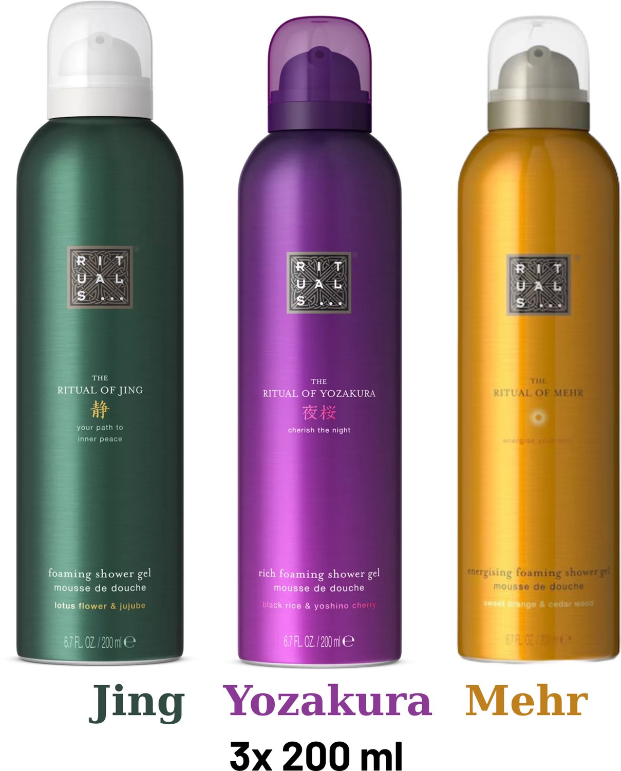 Rituals - Shower Gel Value Pack - Mehr 200 ml + Yozakura 200 ml + Jing 200 ml - Douchegel - Shower Foam