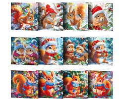 Kerstkaarten—Een set van 12 handgemaakte kaarten(30x15cm)met 5D-acrylkralenkunst om zelf te maken-Het is eenvoudig en leuk-en helpt het…