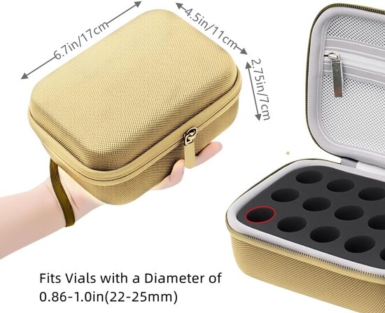 Insuline koeltas - Koelbox - Hardcase Reisetui voor 15 Flacons - Koeltasje - Koeltas - Insuline gekoelde harde koffer - Koeltas voor medicijnen - Opbergkoffer voor Koelkast Reizen voor 10 ml Flesjes - Voor dagelijks gebruik en reizen - Goud — afbeelding 2