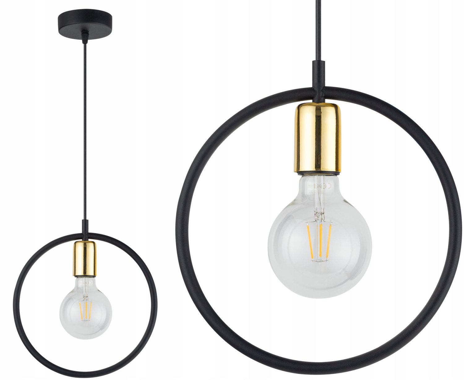 Moderne Ring Hanglamp - Zwart Metaal, Verstelbaar
