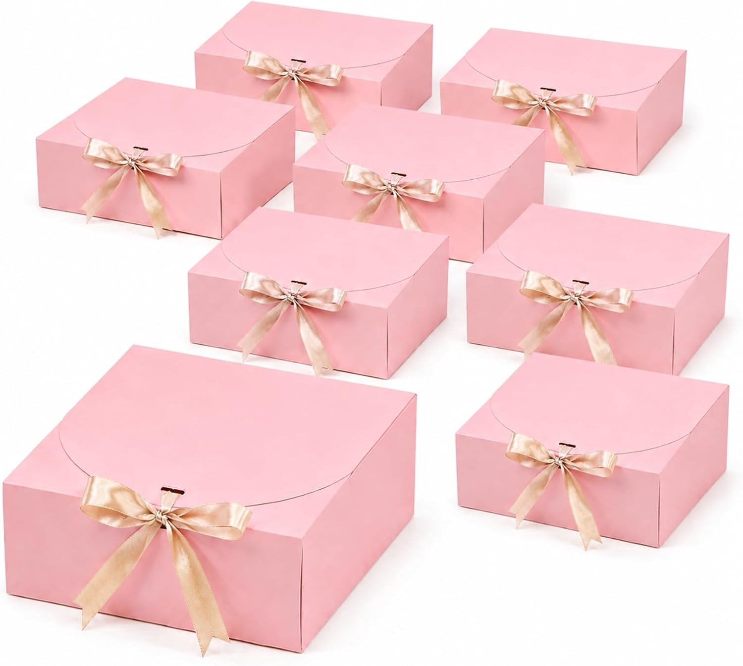 Geschenkdozen - Roze - 16,5 x 16,5 x 5 cm - Hoogwaardig Karton met Gouden Lint - Voor Diverse Gelegenheden