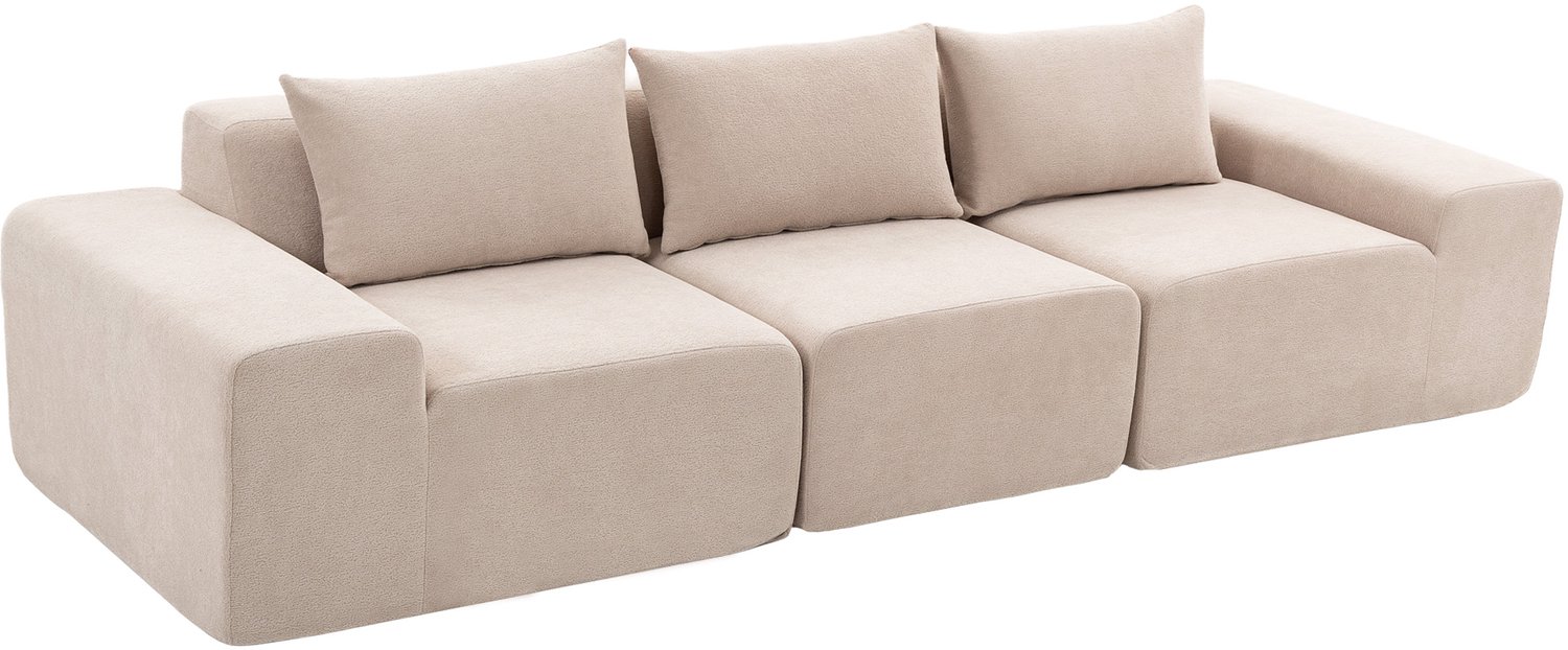 HOMCOM - 3-zitsbank - Chenille (100% polyester) - 320 x 107 x 72 cm - Beige