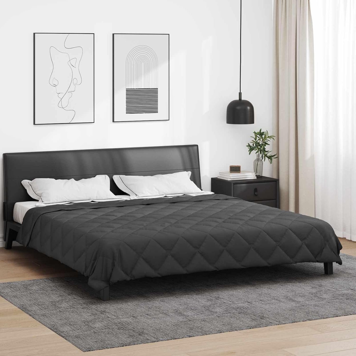 Dekbed voor het hele jaar, microvezel, antraciet, 200 x 220 cm