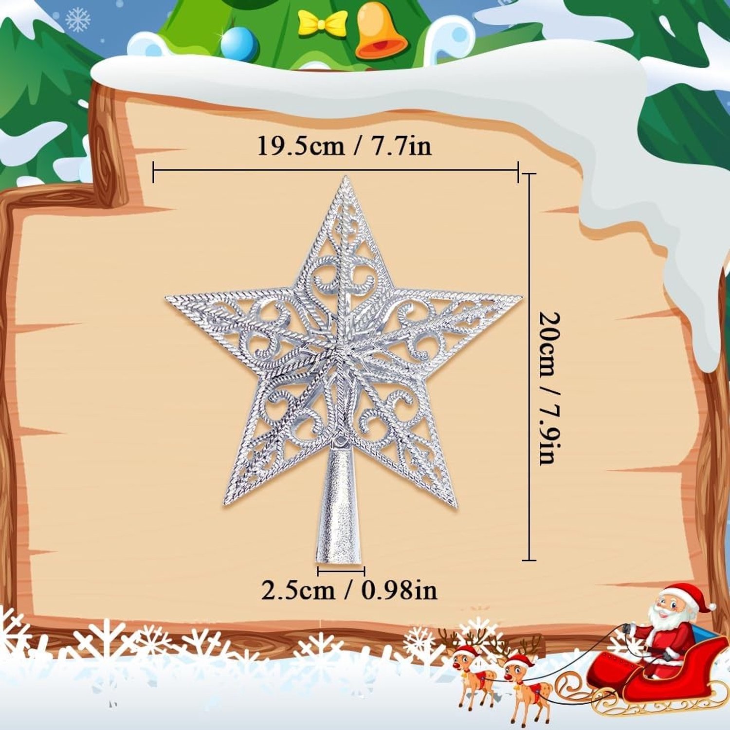 Vintage Ster voor de Top van de Kerstboom - Lichtgewicht Plastic Hollow Out Versiering voor Kerstmis en Nativiteitsvieringen, Perfecte Decoratie voor Feestdagen – foto 2