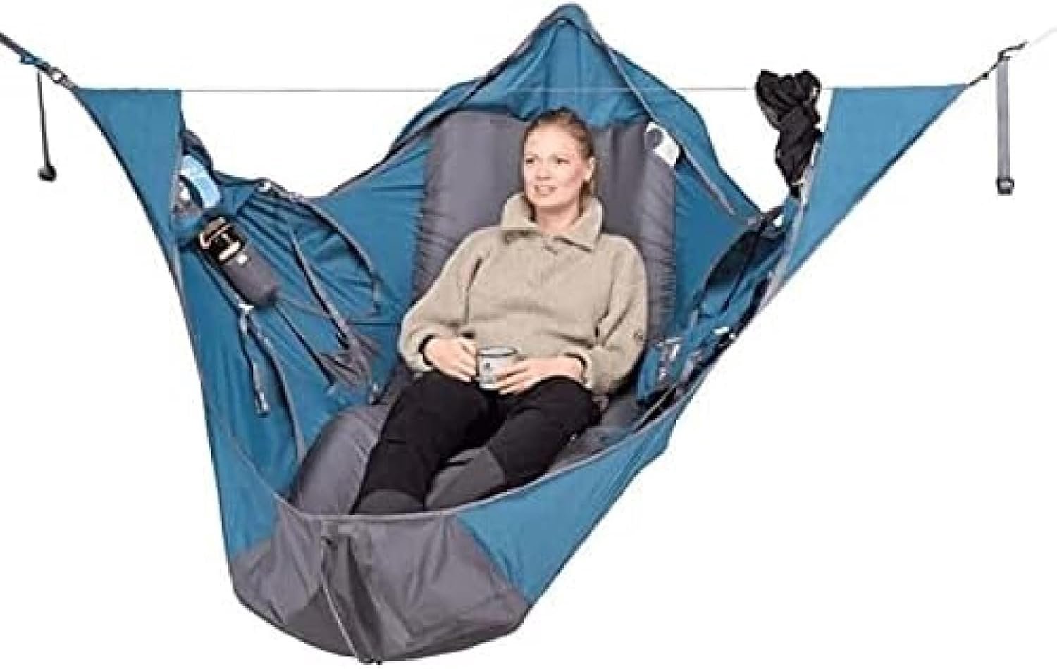 Camping Hangmat Met Insectennet, Platte Slaap Hangmat Tent Ophangset Outdoor Kamp Hoge Sterkte Jacht Slapen Schommel,210X70CM,Blauw,Bonny369
