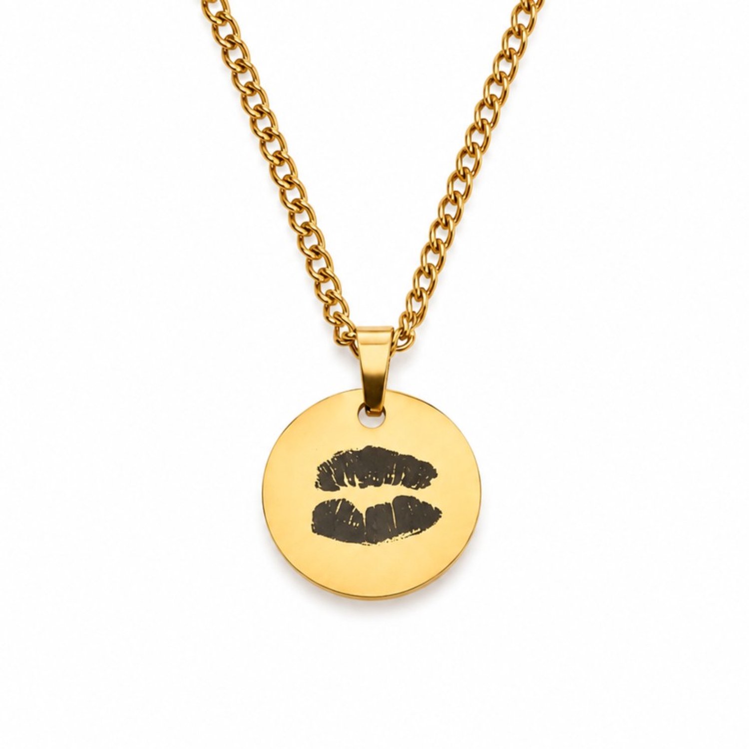 Heren Ketting met Kus Afdruk Goud