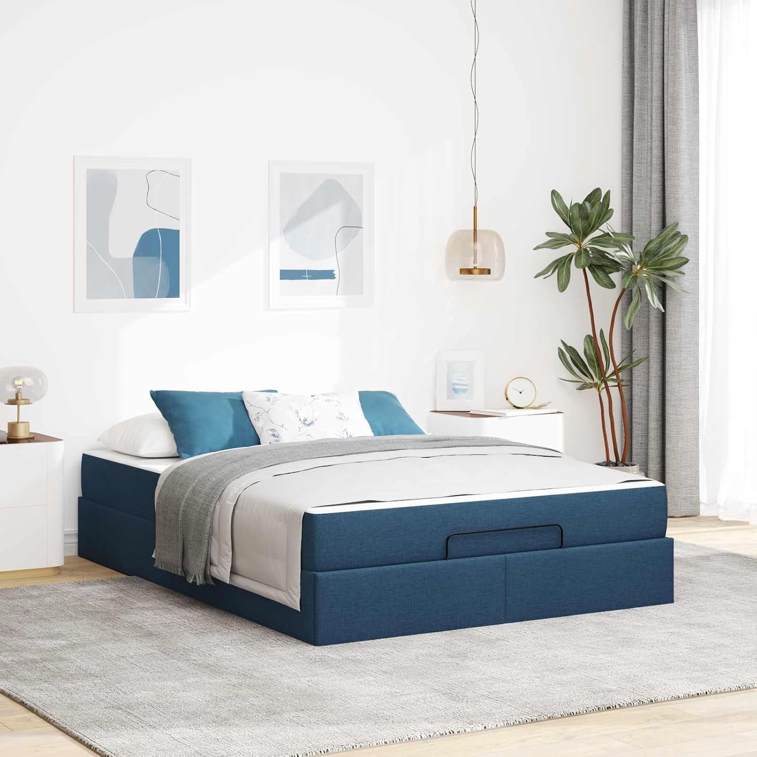 Bedframe met opberglades modern minimalistisch Blauw 140x200 cm