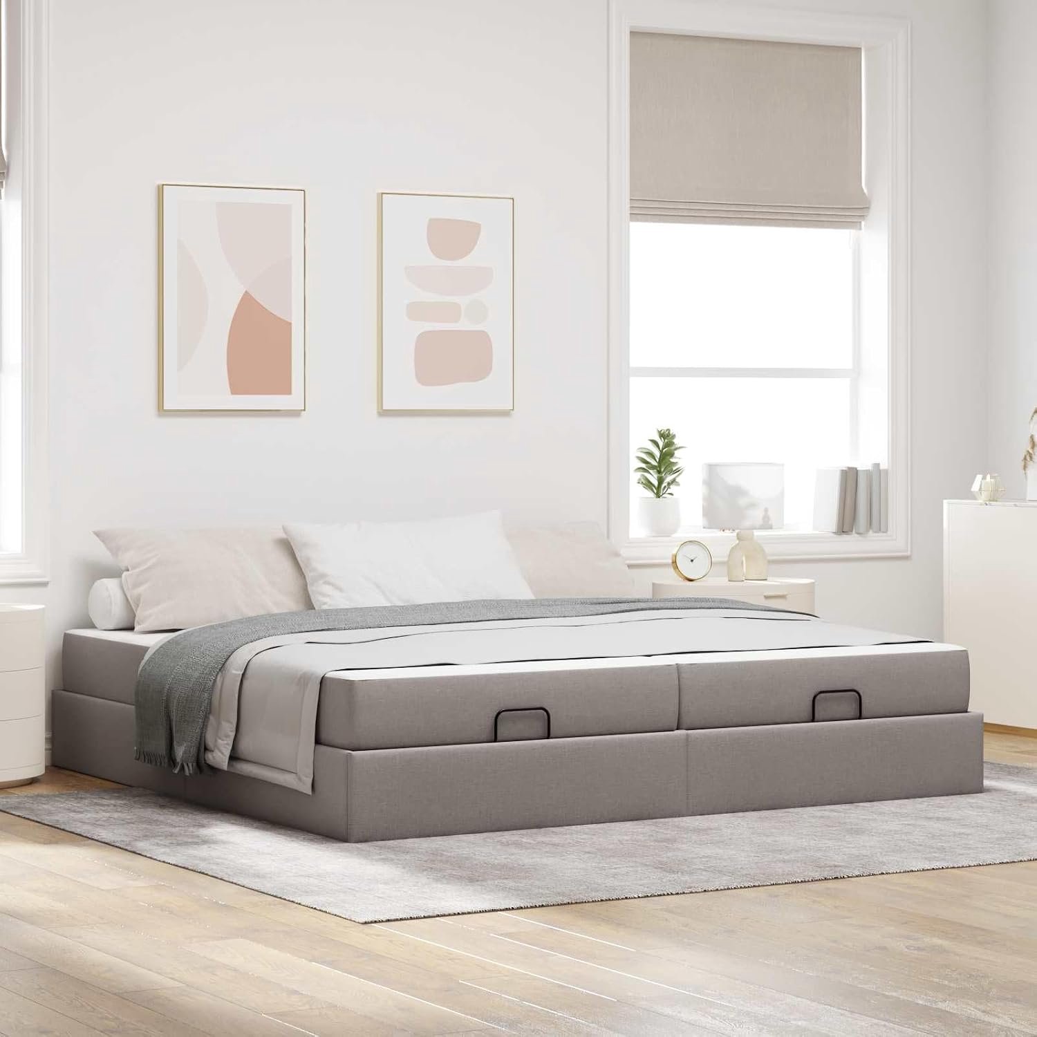 Matras met opberglades minimalistisch model Taupe 200x200 cm