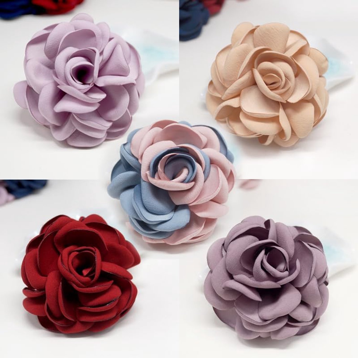 Broches Reversspeldjes Delicate Elegante Stof Bloemen Broche Pin voor Vrouwen Bloem Corsage voor Bruiloft Party Accessoires-Blauw Roze