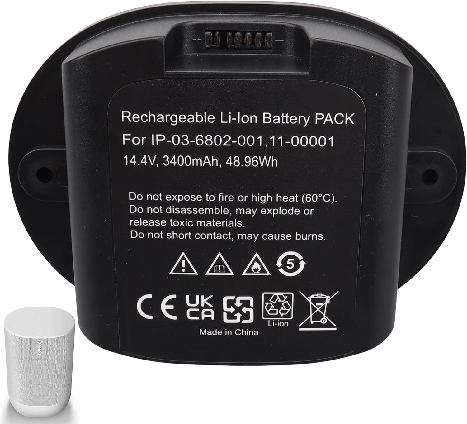 14,4 V 3400 mAh Li-ion vervangende batterij compatibel met Sonos Move MOVE1US1 111-00001, IP-03-6802-001 luidsprekers