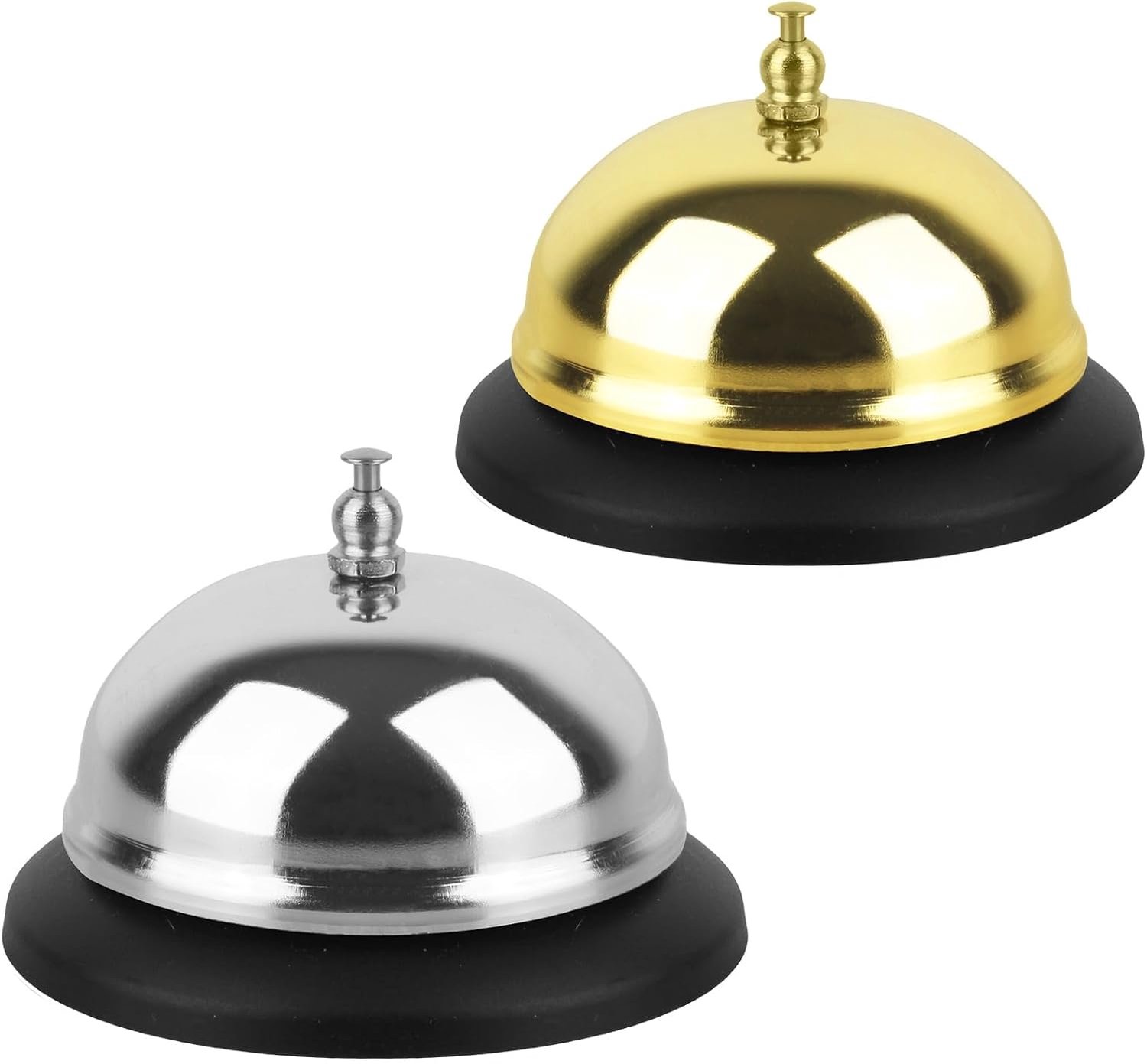 2 stuks Call Bell Luid Clear Desk Bell met anti-roest staal 3,3 inch duurzame service bellen voor hotels, klaslokalen, restaurants, receptie ruimtes