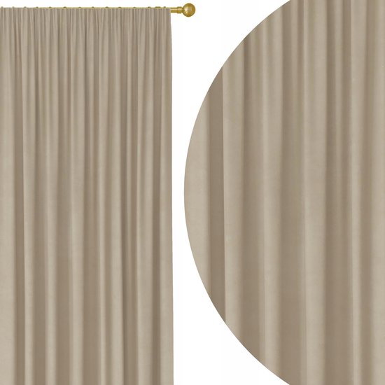 Kant-en-klare gordijnen 140x250 cm, beige latte, met verstelbare ophangband
