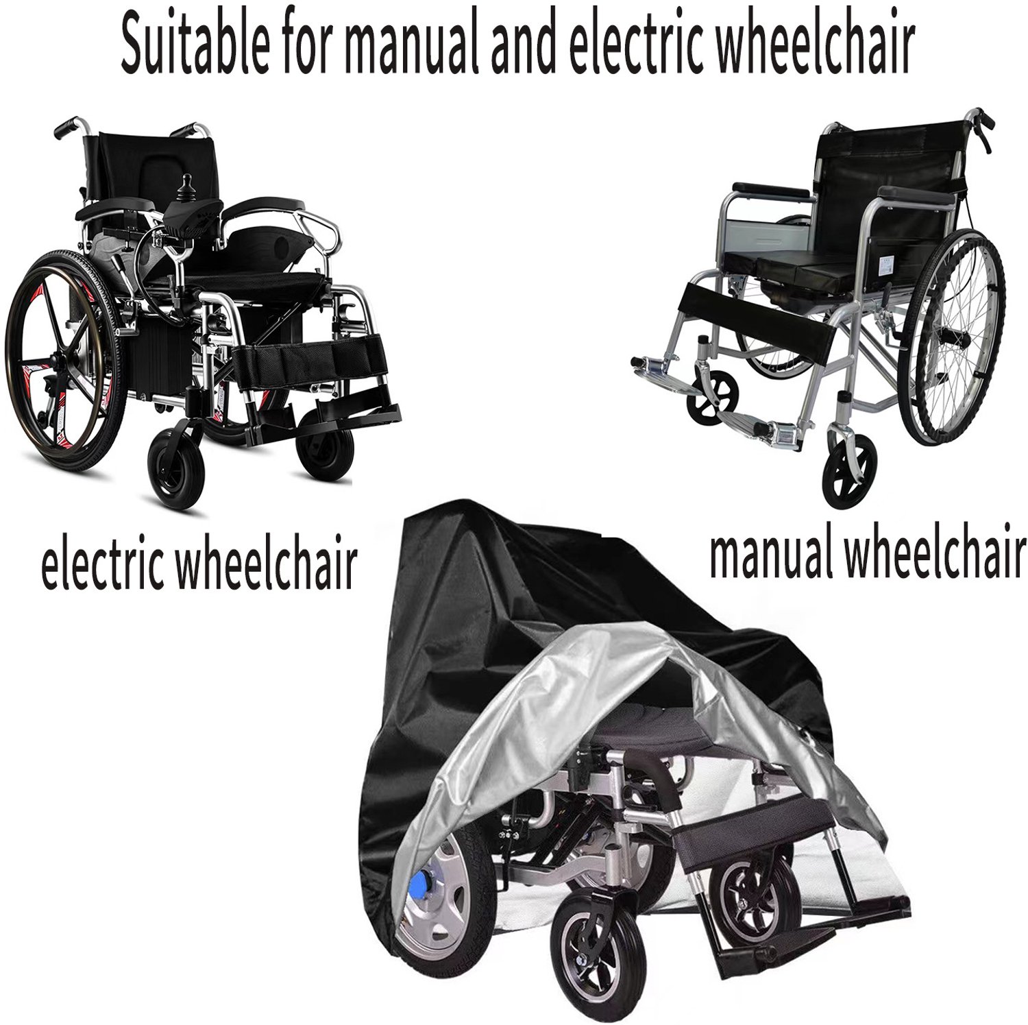 Stofhoes voor rolstoel - Regenhoes voor elektrische rolstoel - Zonnescherm - Beschermhoes - Rolstoelaccessoires - Geschikt voor duwrolstoelen - Elektrische rolstoelen - Loophulpmiddelen - Zwart - Maat S - 90*90*65 cm