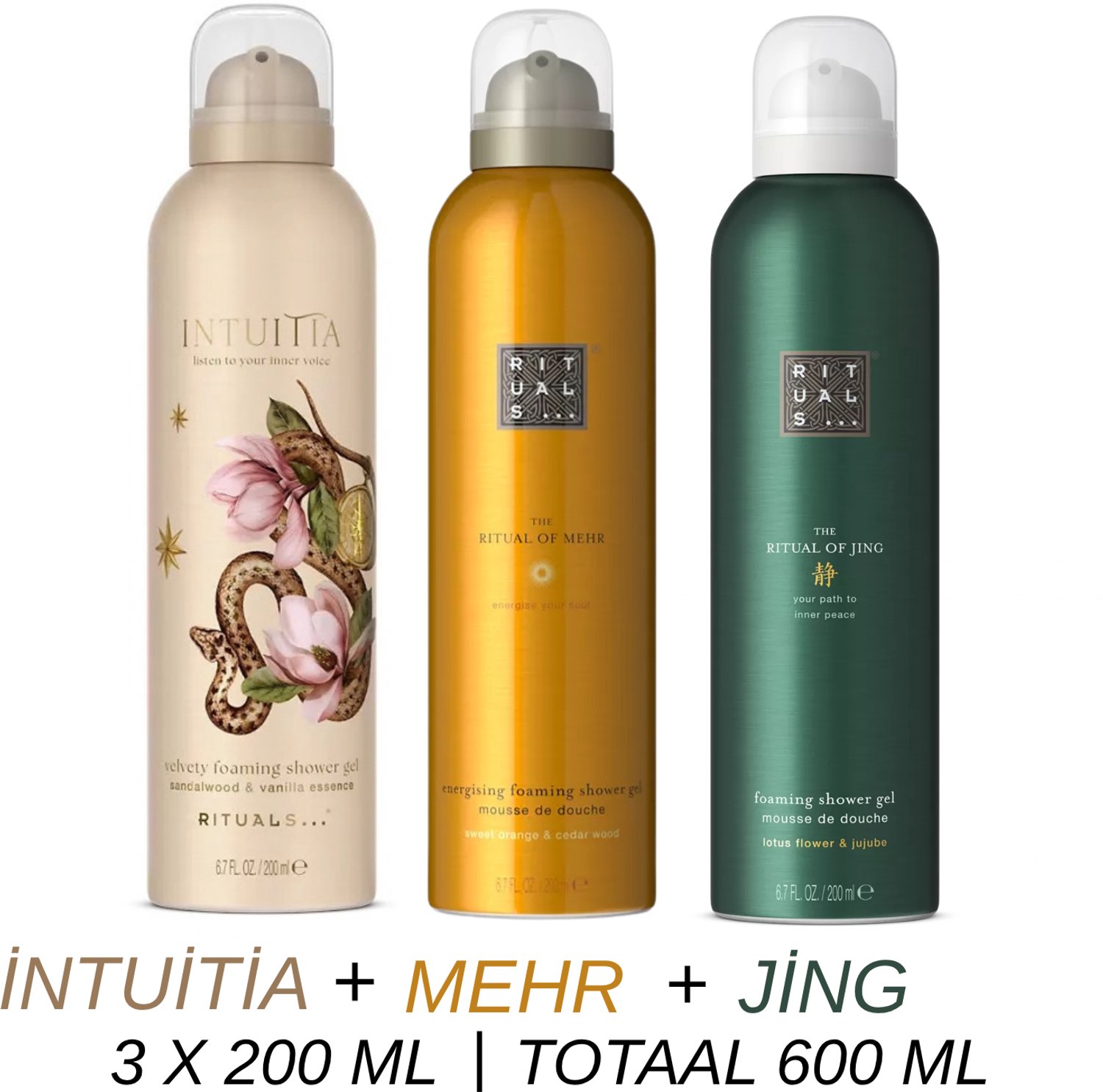 Rituals - Shower Gel Value Set - Intuitia + Mehr + Jing - 3 x Shower Gel 200 ml = 600 ml - Douchegel - Doucheschuim