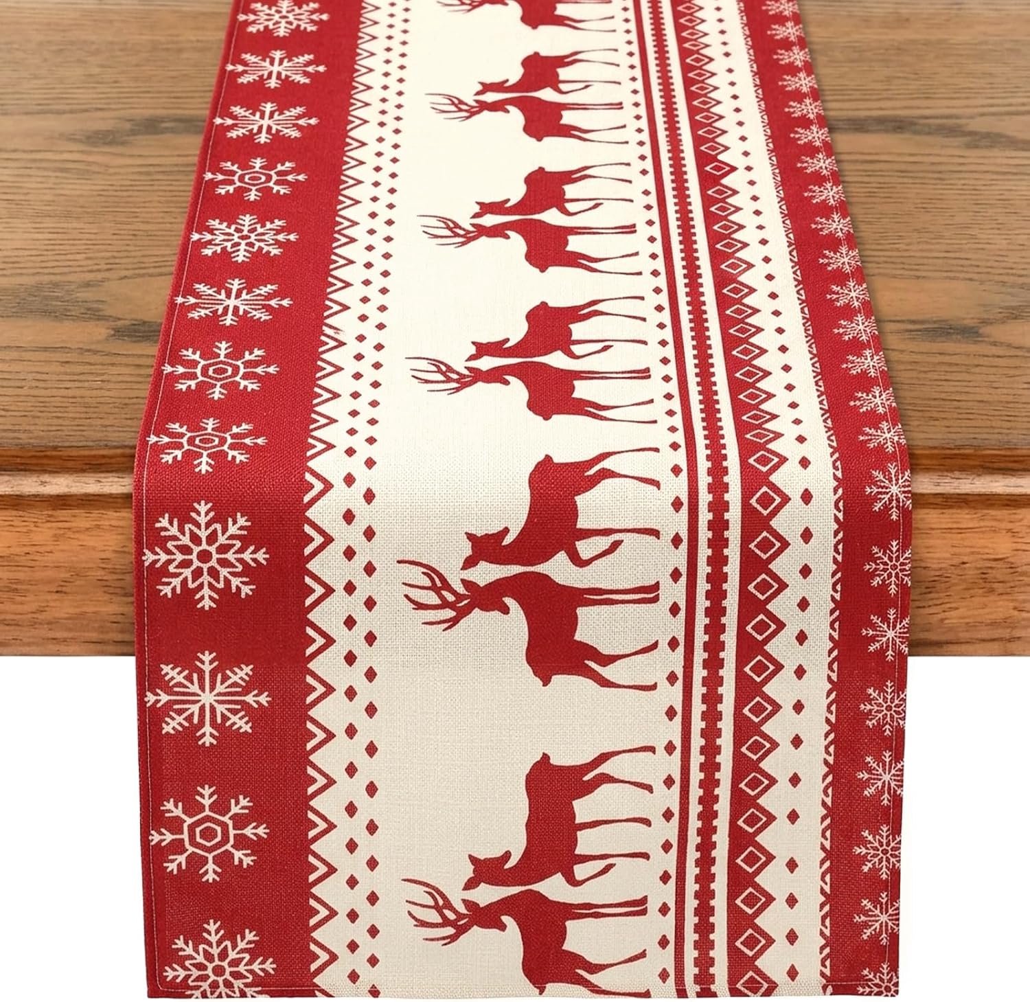 240 x 40 cm, rood rendier, tafeldecoratie