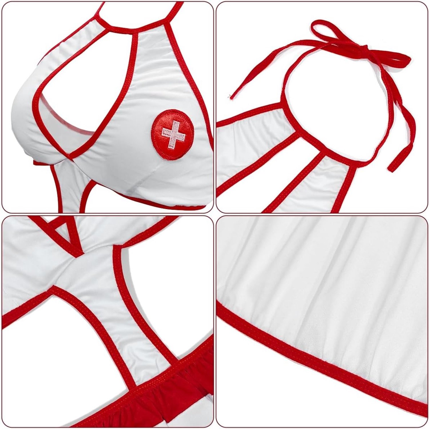 Verleidelijke verpleegster lingerie kostuum voor rollenspel, Halloween, sexy nachtkleding en babydoll outfit