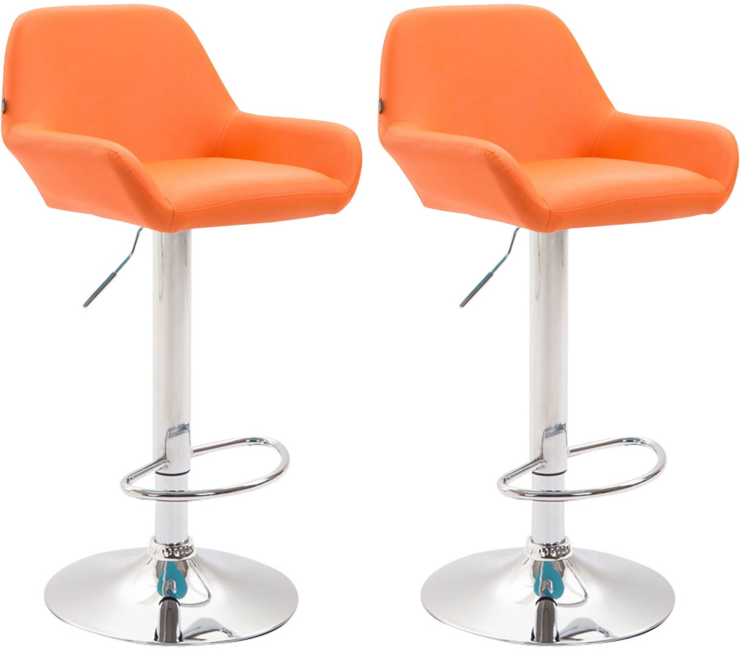 Luxe Comfort Barkruk - Set van 2 - Verstelbaar - Kunstleer - Oranje oranje chroom