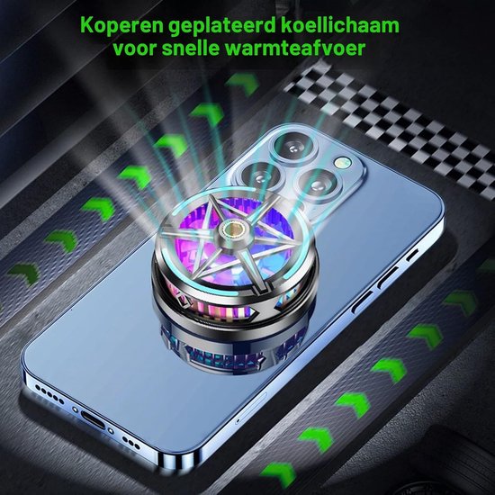 Draagbare Smartphone Radiator met Magnetische Koeling, Slimme Temperatuurregeling voor Gaming en Vloggen, Zwart — afbeelding 4