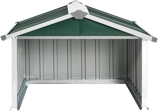 Garage voor grasmaaier, 92 x 97 x 63 cm, van verzinkt staal, groen — afbeelding 5