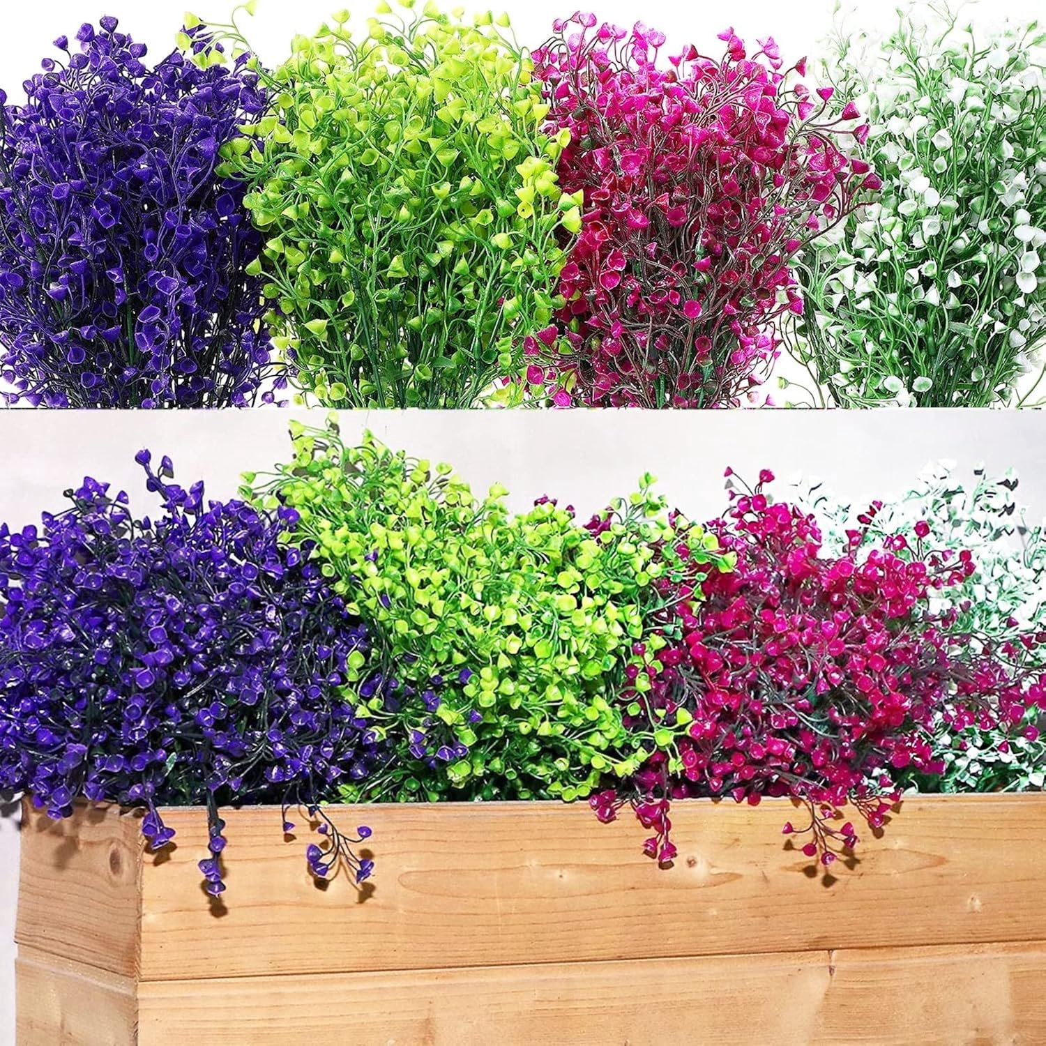 Veel van 12 UV-bestendige outdoor kunstbloemboeketten voor bloemstukken, tafeldecoratie, huis, tuin, keuken