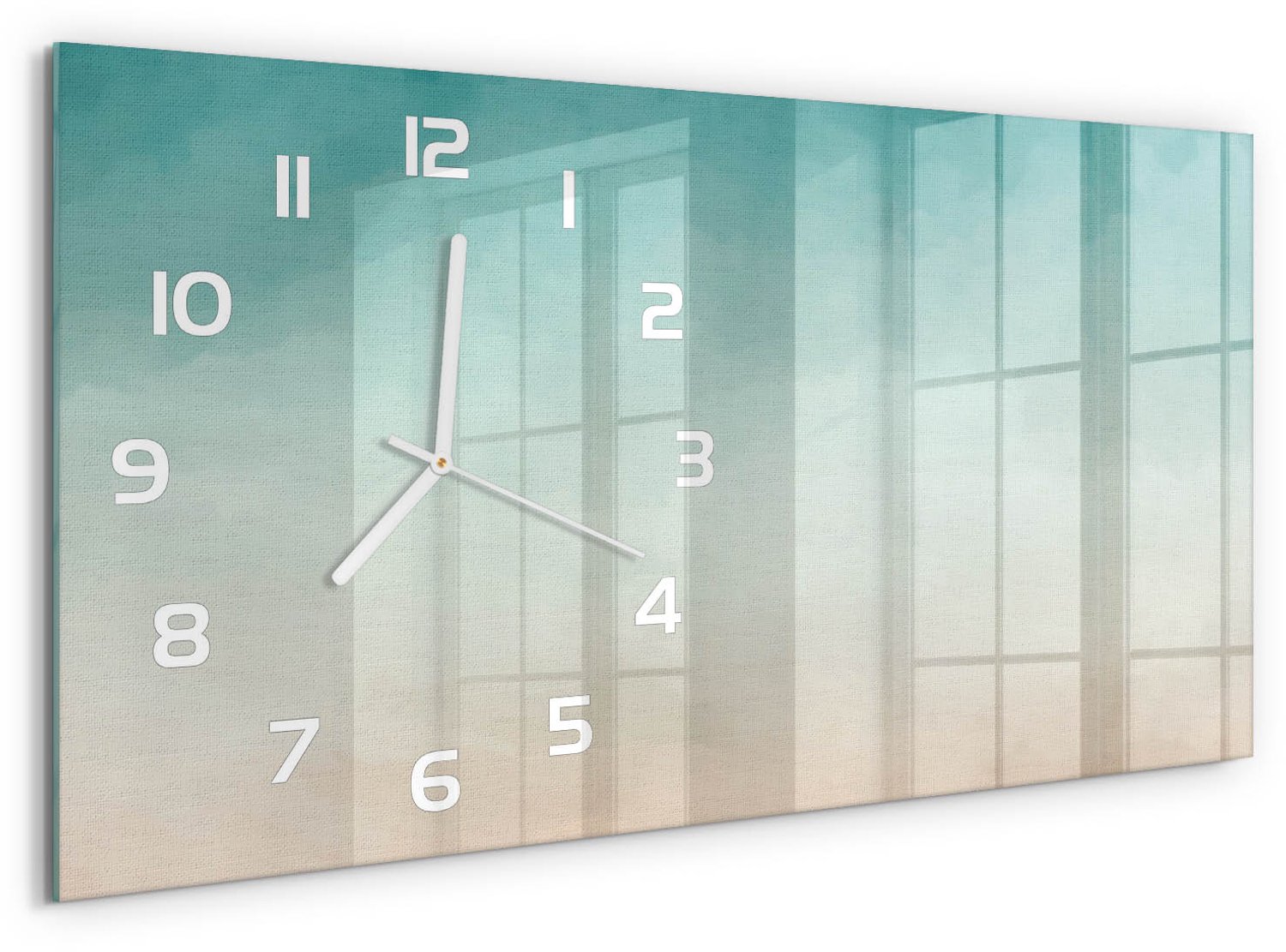 TULUP Wandklok - Abstracte achtergrond Klok Glas Met Opdruk - 60x30 cm - Veelkleurig Moderne Wandklok Glas - Witte handen - Rechthoekige Klok - Decoratieve Glazen Klok - Glazen Wandklok Design