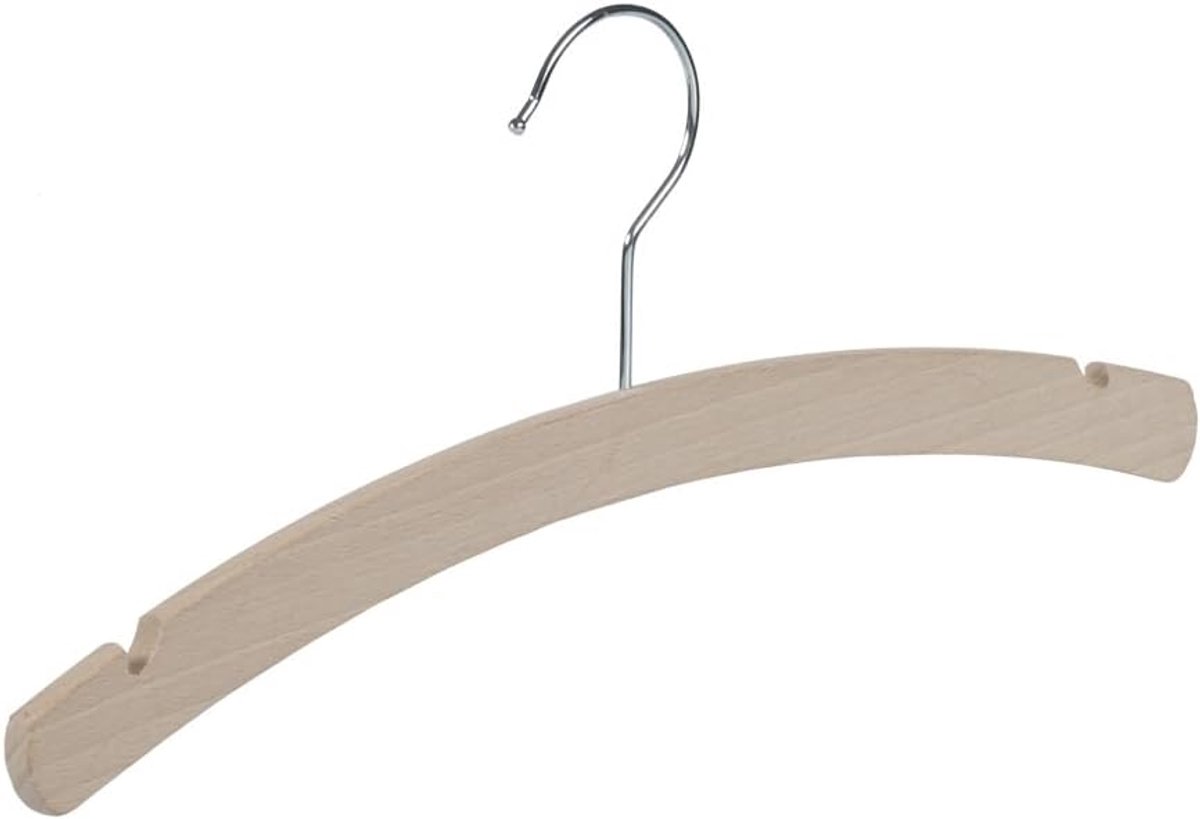 Kleerhanger, Blousehanger, set van 50 Stuks, Beukenhout, Naturel, Ongelakt, Rokinkepingen, Blouse, Shirt, Overhemd, Jas, 360° Draaibare Haak, 34 cm (1501_0/34H_59_R/50)