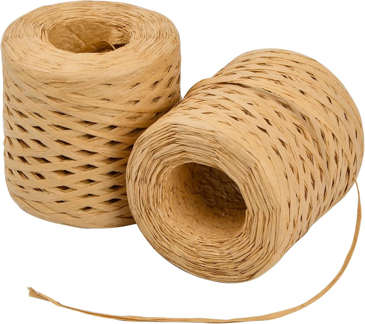 3 Rollen Raffia Papierlint – 200M Natuurlijke Bast Papiersnoer, Cadeaulint voor Inpakken, Weven, Decoratie en Tuinieren – Lichtbruin