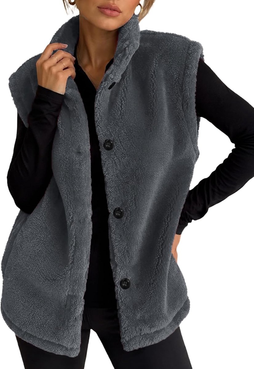 Teddy Fleece Gilet voor Vrouwen UK Button Down Mouwloos Vest