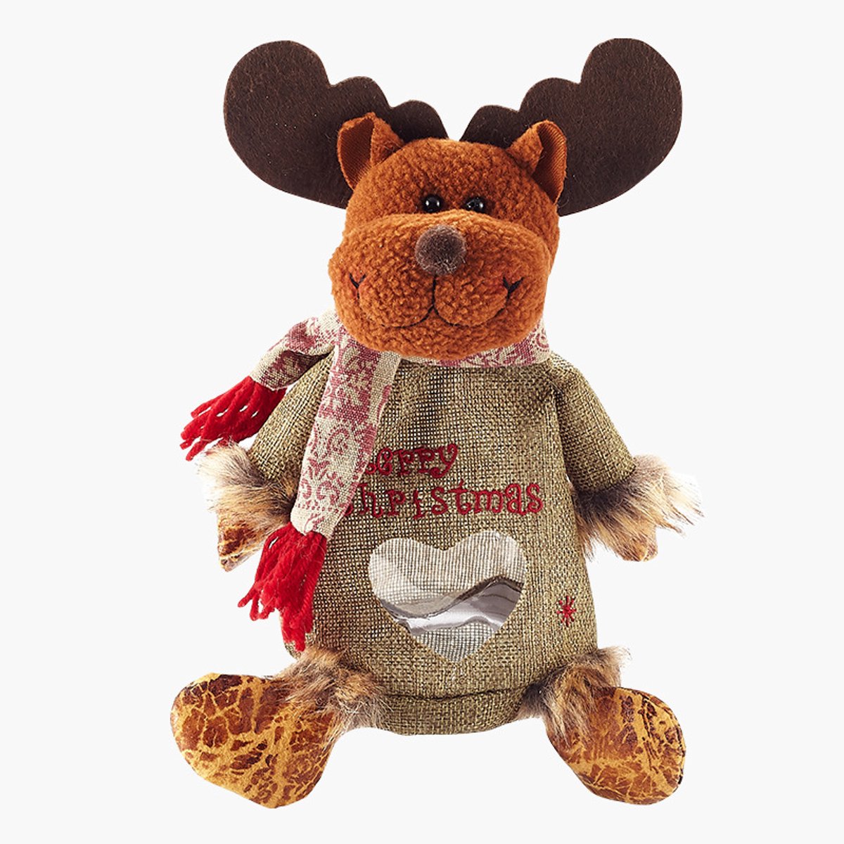 Kerstcadeauzakje van stof (2026) – Herbruikbaar traktatiezakje met rendier – Feestelijk stoffen zakje voor snoep - snacks en bedankjes