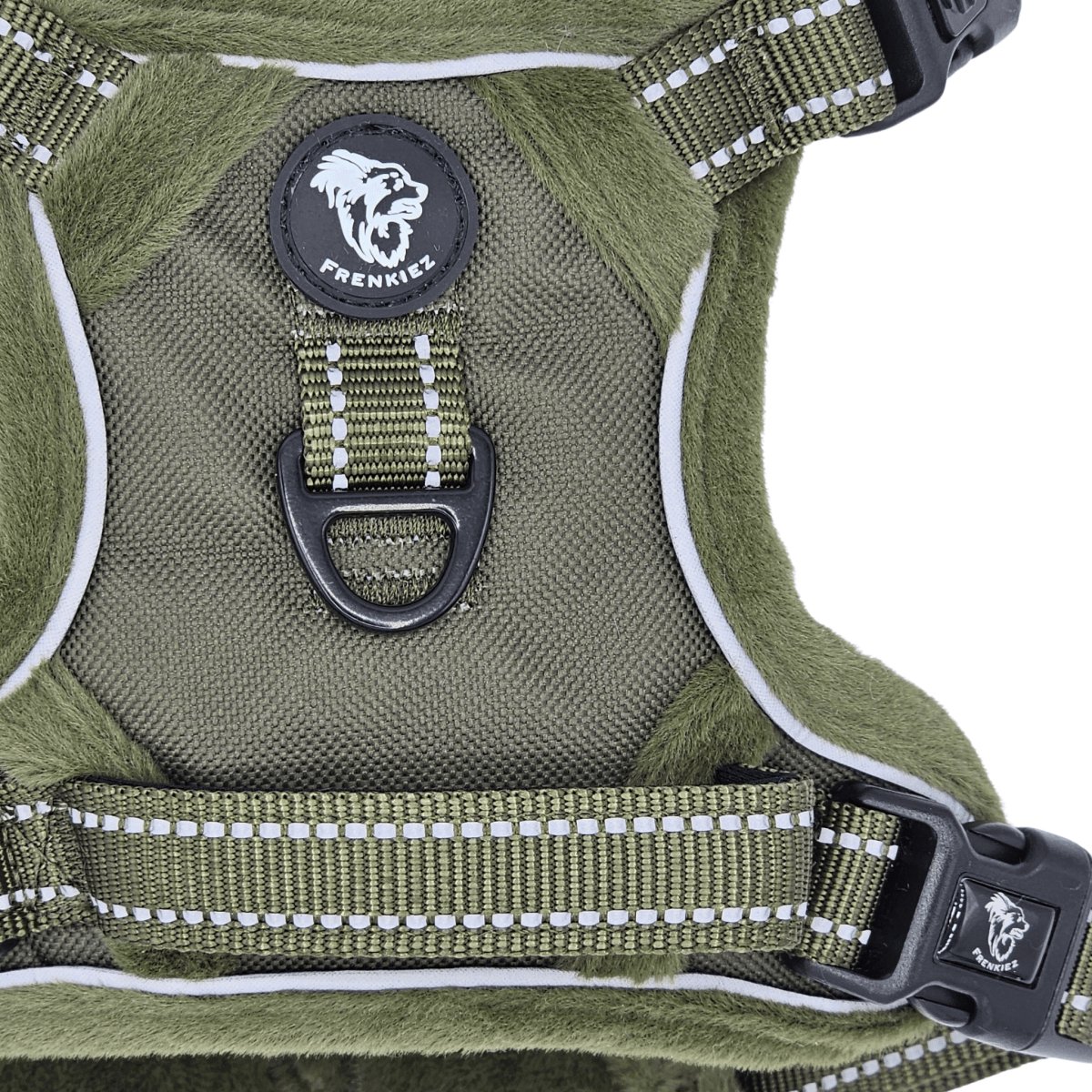 Frenkiez Teddy reflective Y tuig no pull dogharness Luxury Army Green Extra Small