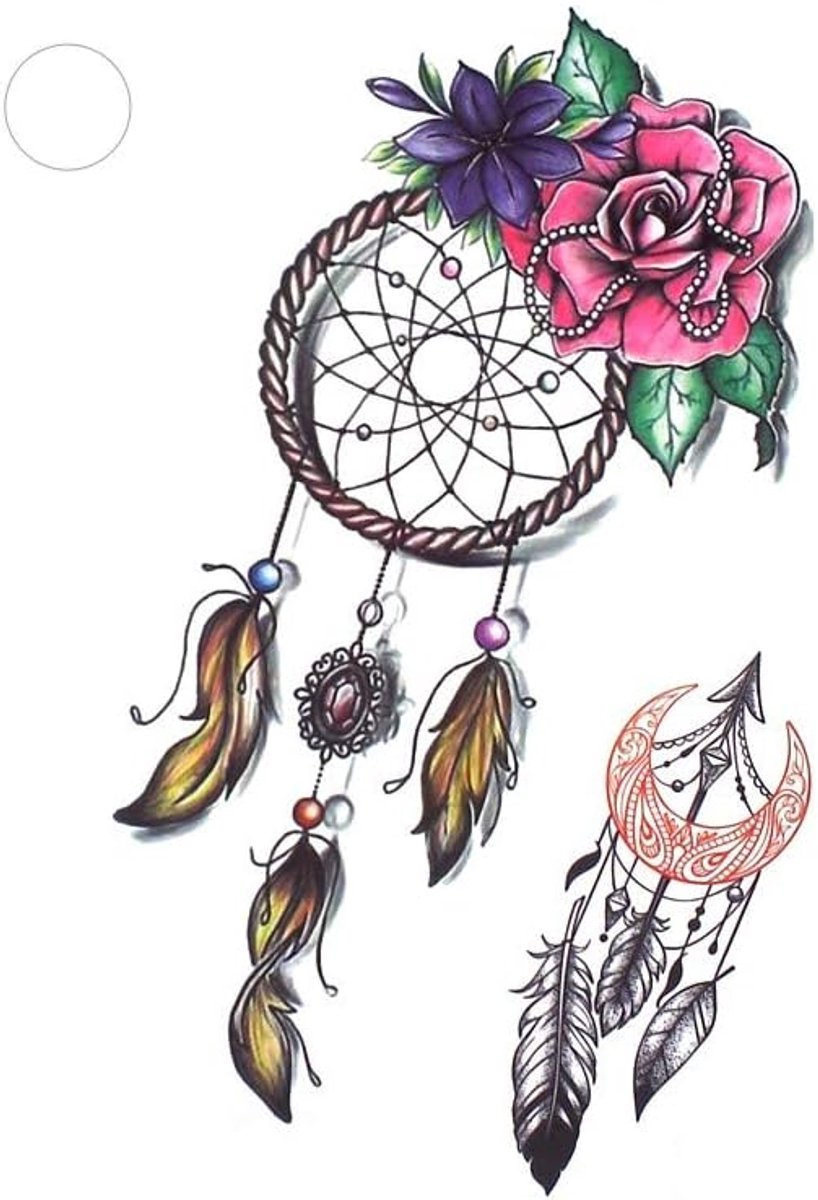 Veer tattoo bloemen festival tattoo kleurrijk TBS8100