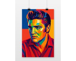 Elvis Presley Poster - Muziek Posters - Pop Art - Celeb - Muzieklegende - Wanddecoratie Woonkamer - 180 gram papier - 6709WV - Formaat 60 x 90cm
