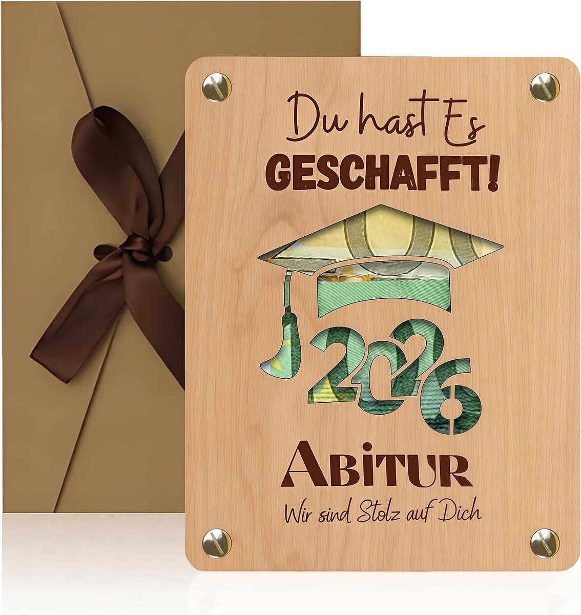 Geldcadeau voor eindexamen 2026 – Creatieve cadeauset voor eindexamen 2026 voor meisjes en jongens, felicitatiekaart met envelop voor het eindexamen, duurzaam cadeau-idee en decoratie voor het