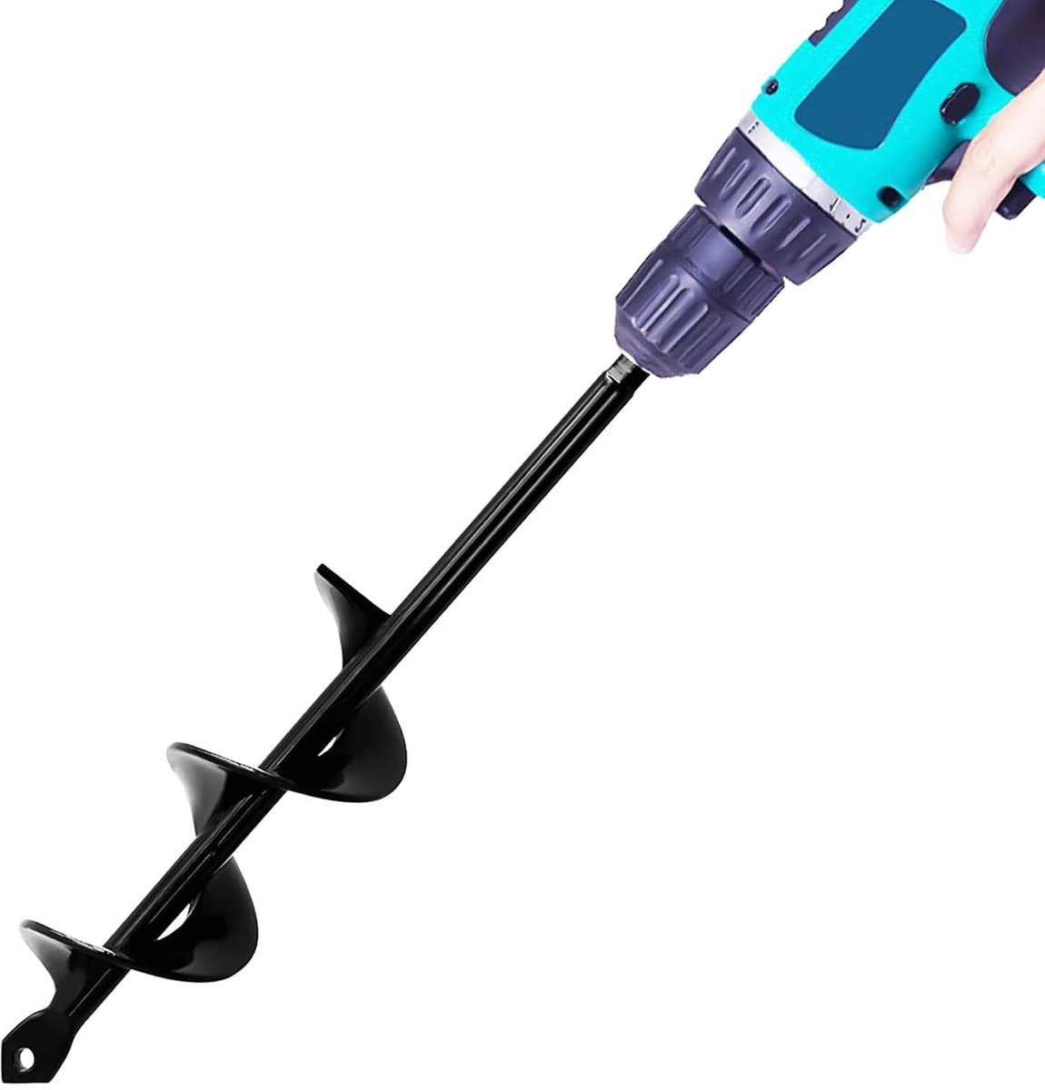 Gat Digger auger voor het planten van Bollen en Zaailingen, Heavy Duty Uitgebreide Spiraal Boor, Solid Core Shaft Planting Auger, Tuin Lamp Planter Gereedschap 4x22cm