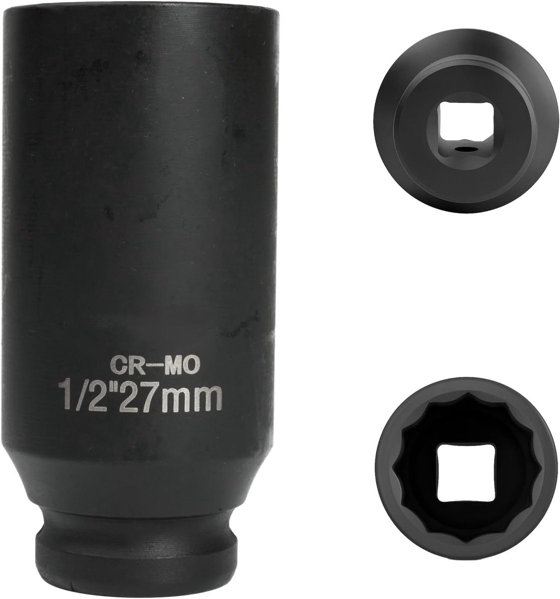 Dopsleutel 27 mm 1/2 inch 12-kant, slagmoer 1/2 27 mm staal chroom-molybdeen CR-MO (zwart)