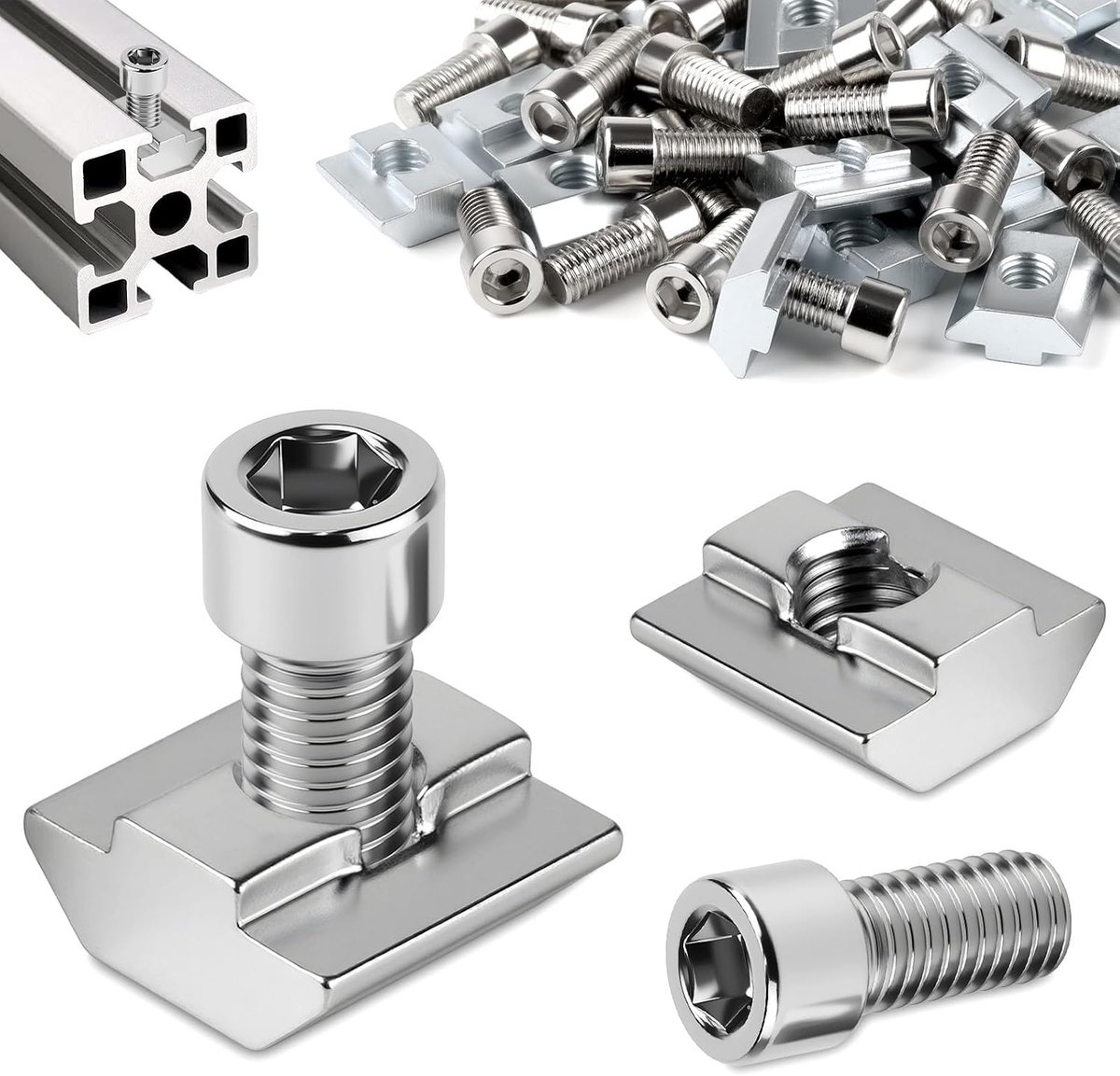 56 stuks sleufmoeren, M8, set 28 stuks T-groefrail, M8 en 28 stuks schroeven, serie 3030, schuifmoeren, schuifmoeren, schuifmoeren voor aluminium profiel, extrusiesleuf, geleiderail