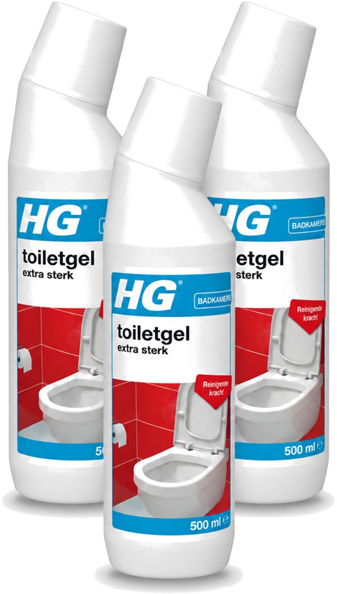 3 x HG - Badkamers - Toiletgel Extra Sterk - Reinigende Kracht - 500 ml - Voordeelverpakking - 3 stuks