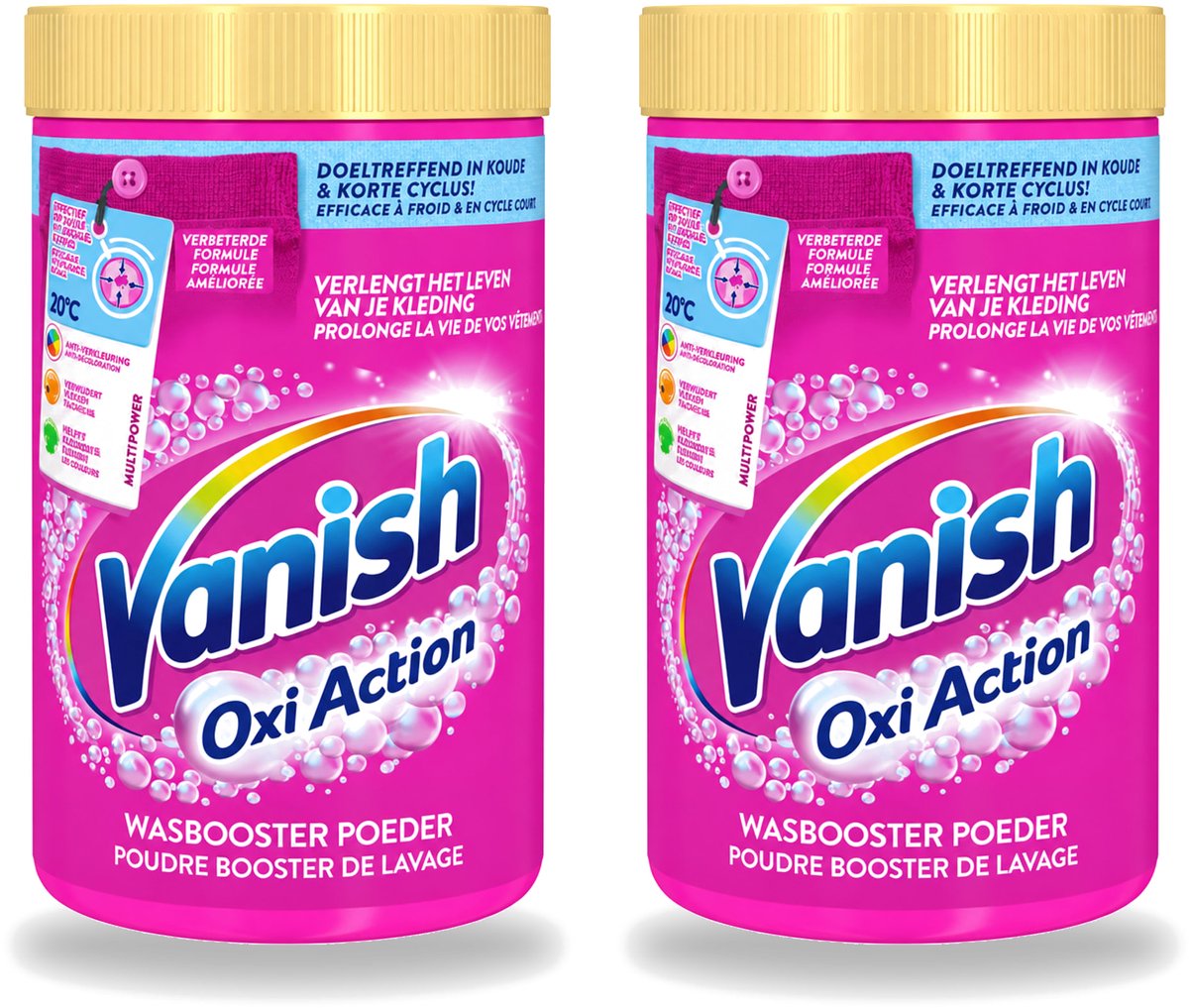 2 x Vanish Oxi Action - Vlekkenverwijderaar - Wasbooster - Gekleurde Was - 1.5 Kg - Voordeelverpakking - 2 stuks