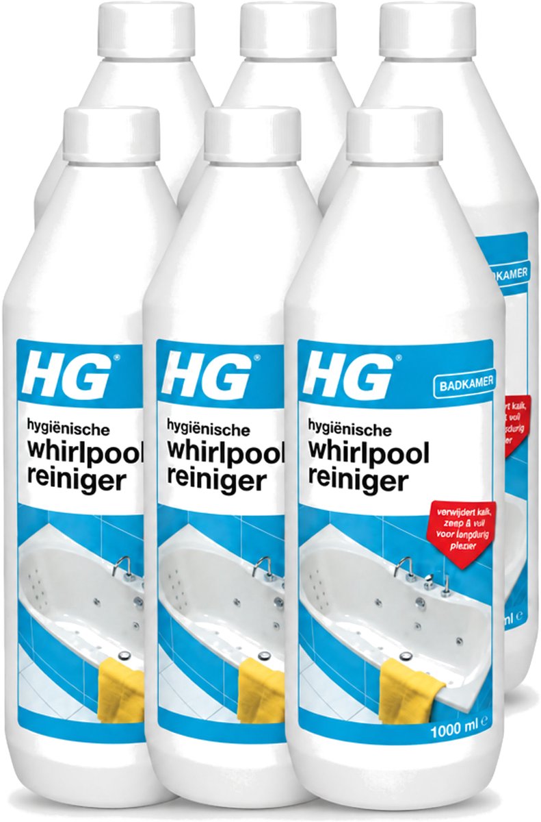 6 x HG - Badkamer - Hygiënische Whirlpoolreiniger - Verwijdert Kalk, Zeep & Vuil - 1L - Voordeelverpakking - 6 stuks
