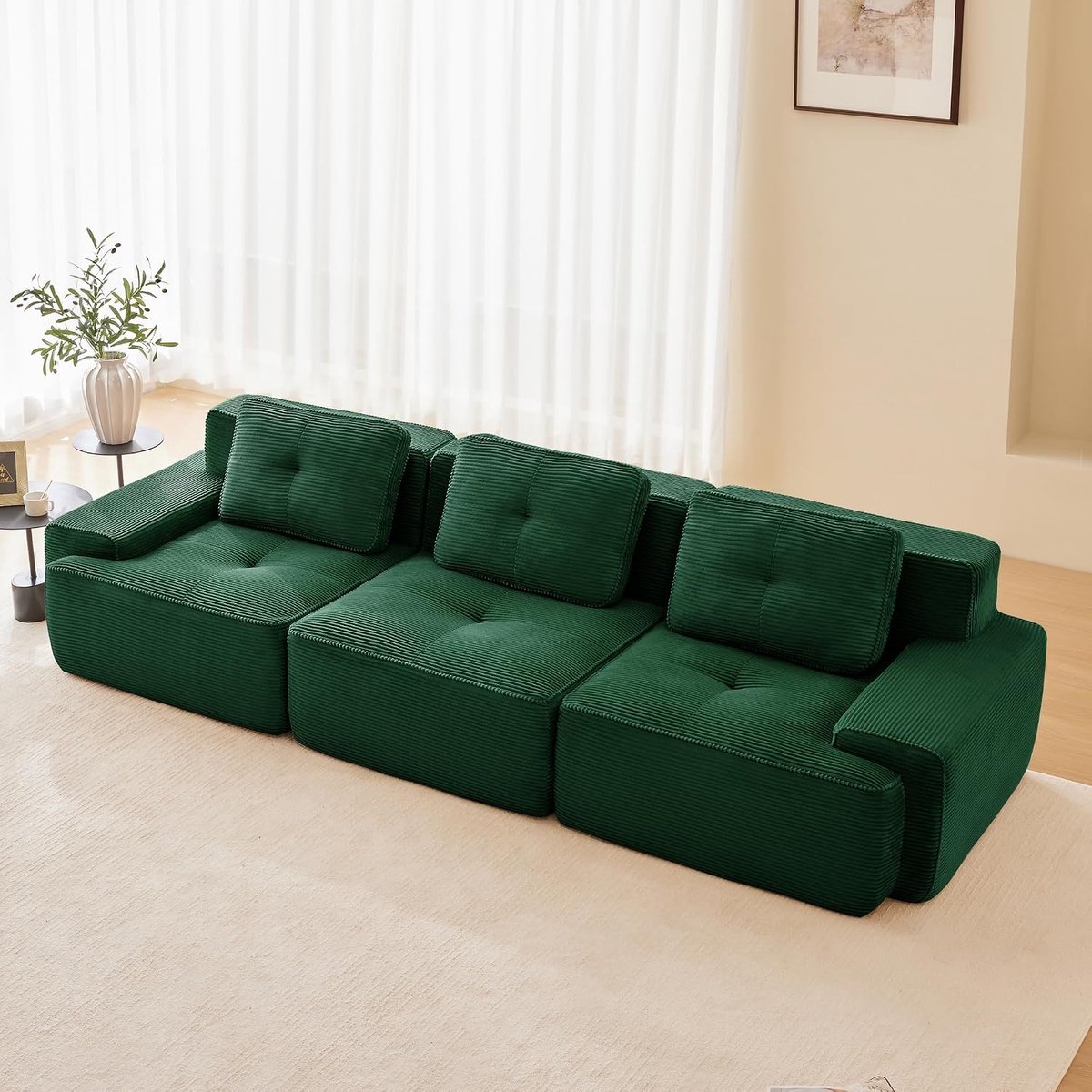 Boneless sofa 3-zits, Boneless Modular Sofa Geen, Bank Cloud Gestoffeerde sofa, 3-zits (groen, 3S)