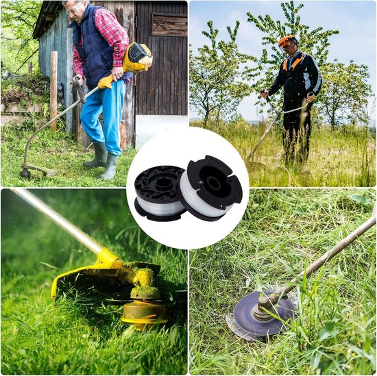 Spoelen voor bosmaaier, 6 stuks nylon spoelen draad en afdekkap en veer voor Black Decker grastrimmer, 1,65 mm diameter, 9,14 m — afbeelding 3