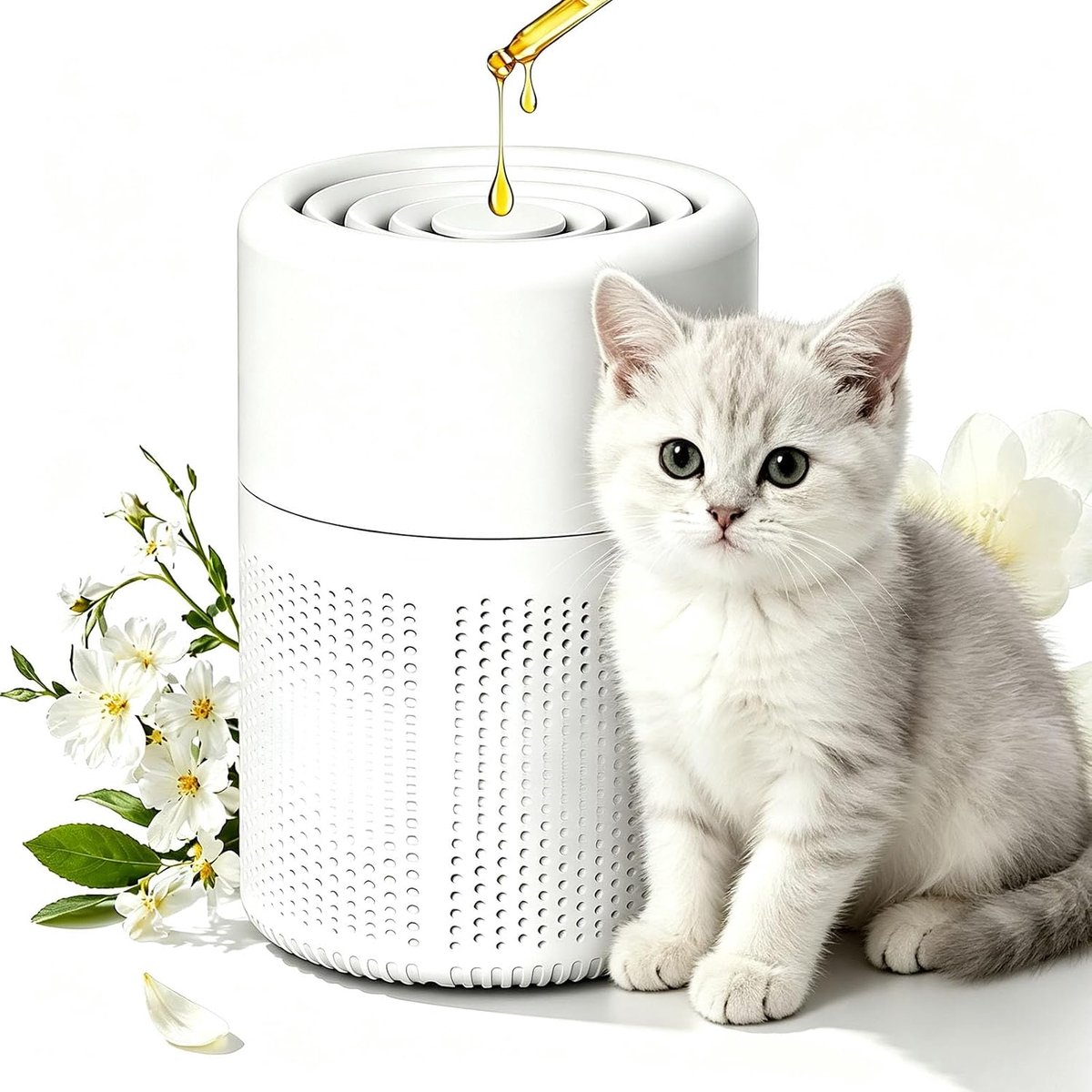 Luchtreiniger met HEPA-filter en aromatherapie, luchtreiniger voor thuis tegen stof, pollen, dierenharen en schimmel, energiebesparend, stille luchtreiniger voor slaapkamer, woonkamer en kantoor