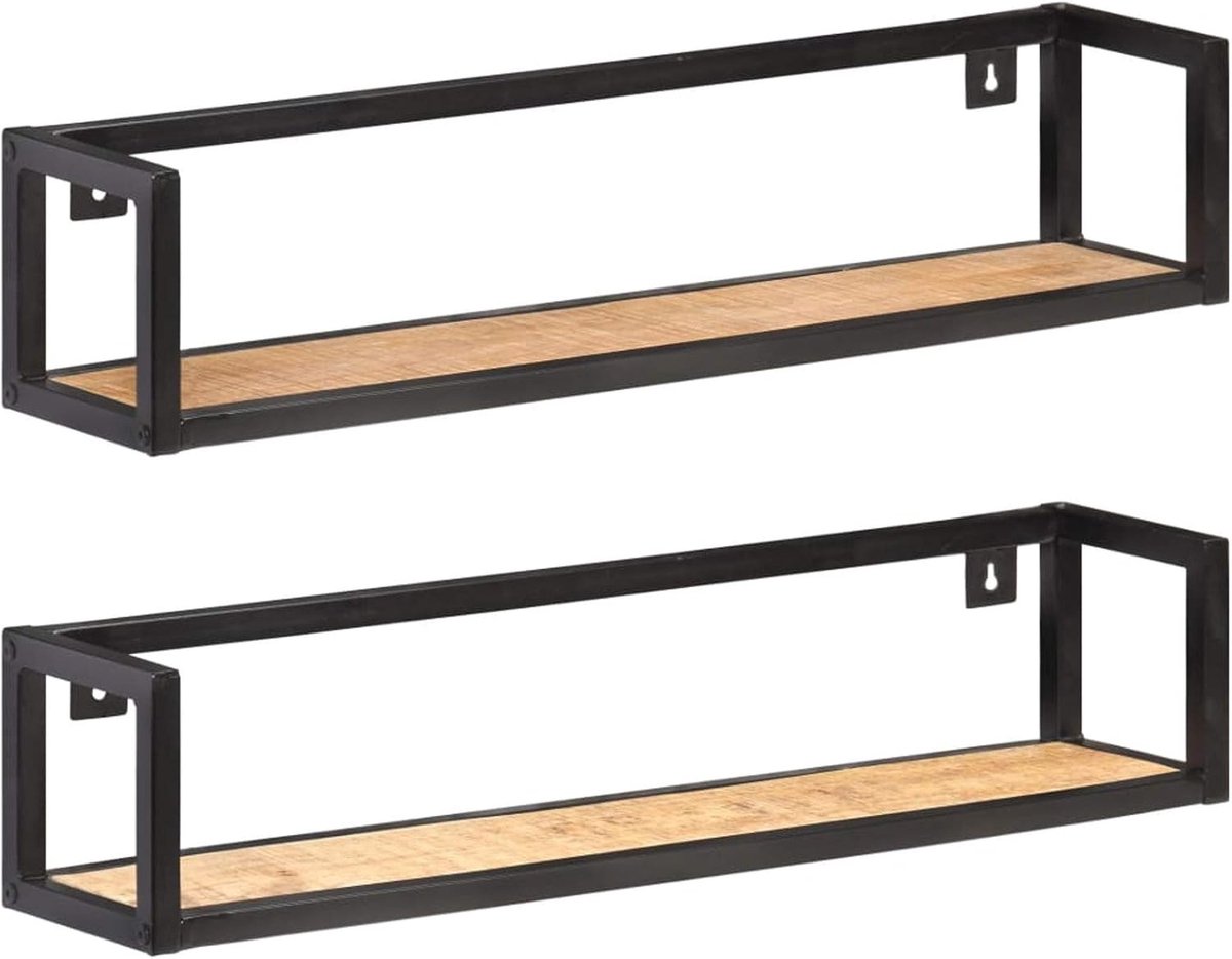 Wandplanken, 2 Stuks Wandplank, Creatieve Massief Houten Opbergmand Geschikt voor Keuken, Badkamer, Slaapkamer, Woonkamer, 80 x 17 x 17 cm