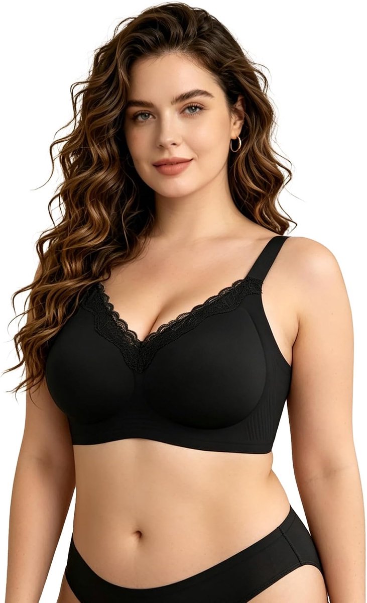 Draadloze Naadloze BH, Comfort BH met Volledige Bedekking, Push Up Ondersteuning, Beugelloze Everyday T-Shirt BH, Maten S-5XL