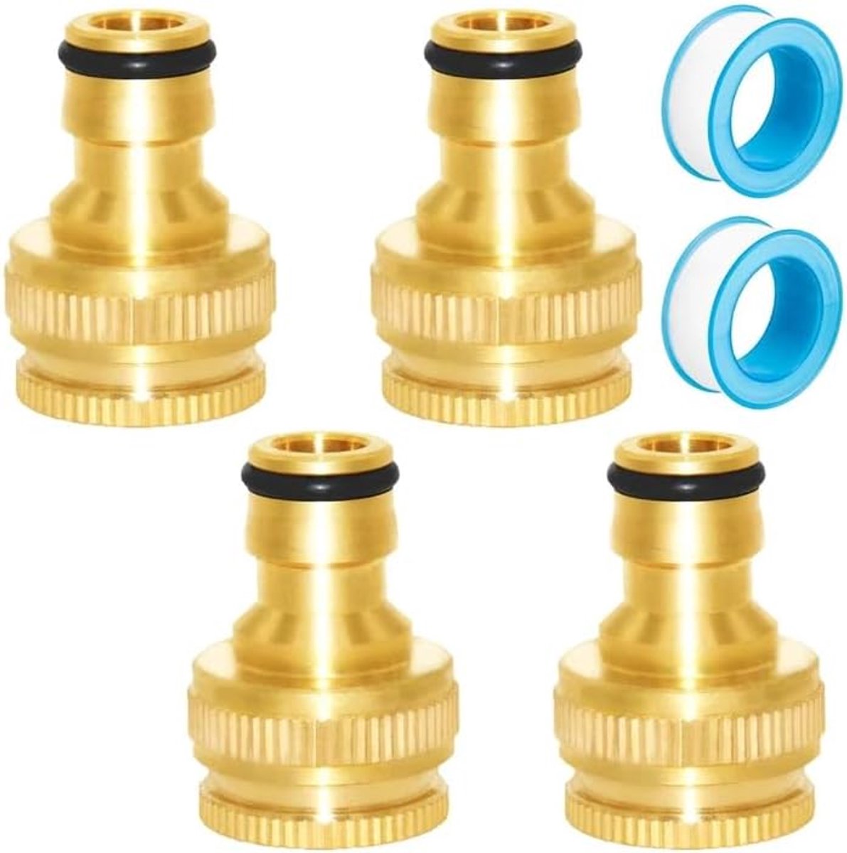 2 stuks kraanadapter van messing, aansluiting voor tuinslang 1/2 en 3/4 met 2 afdichtringen, snelaansluiting voor schroefdraadkranen, duurzame irrigatieaccessoires voor buiten