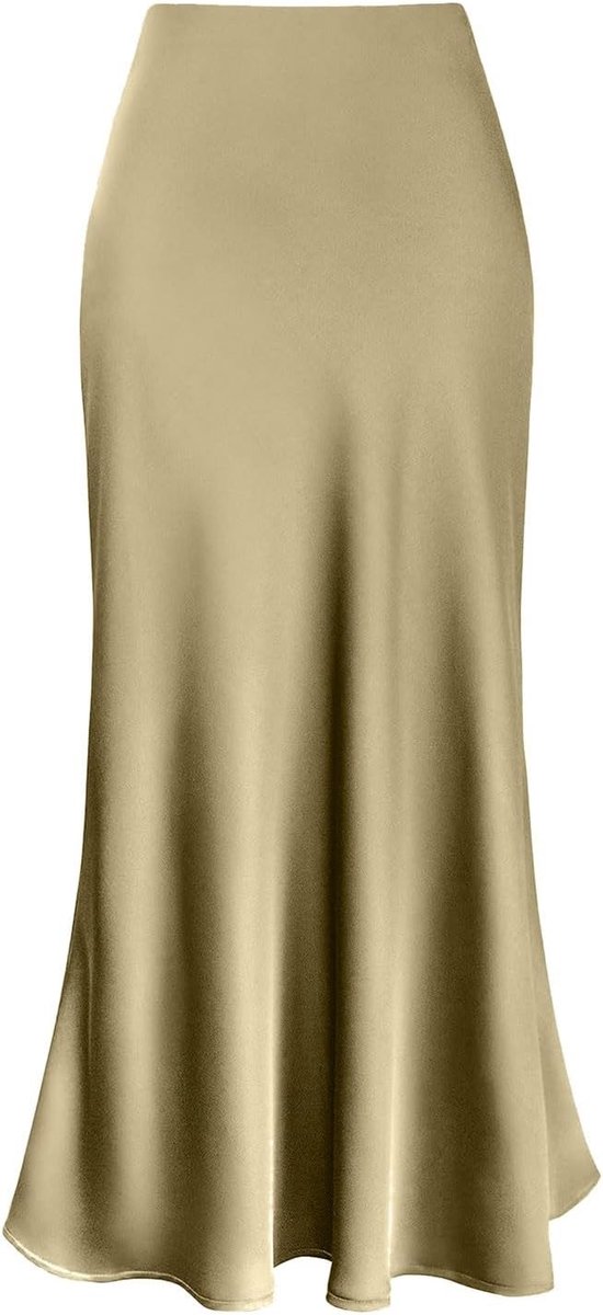 Damesrok, hoge taille, elegant, midi-potlood, geplooid, chic, kantoor, casual, lang, uitlopend, zomer, vintage, avond, zwart, bohemien, A22